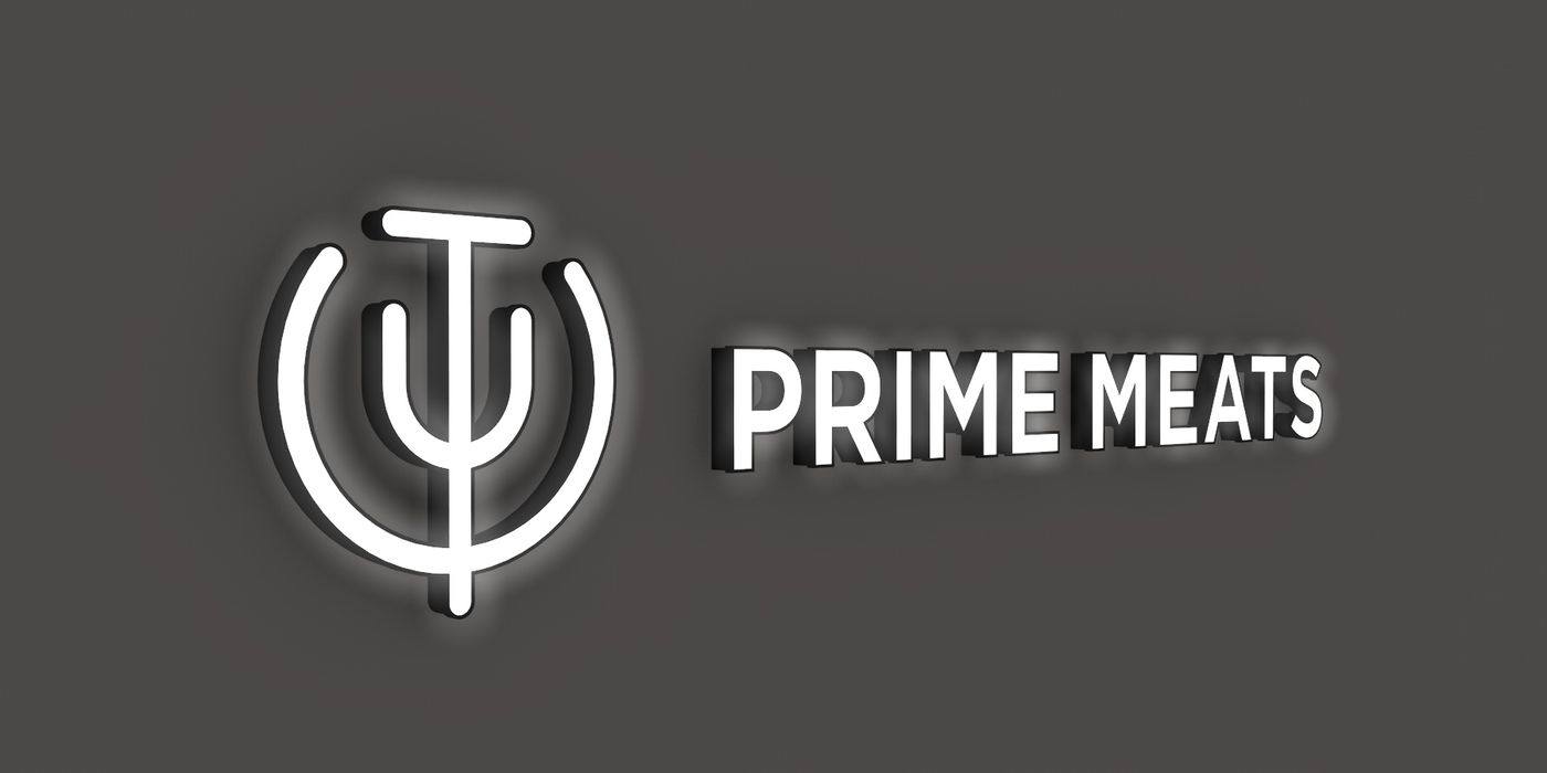 Channel letters de “PRIME MEATS” con el logo prendido