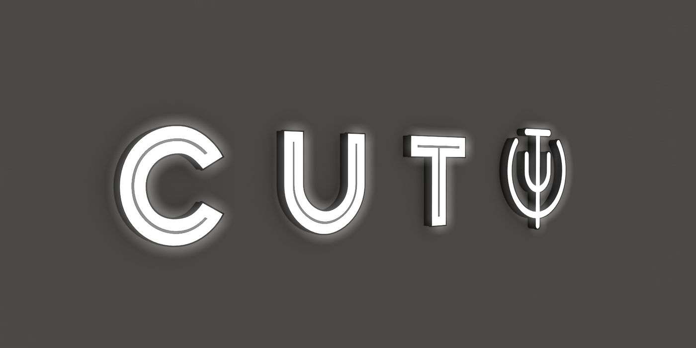 Channel letters de “CUT” con el logo prendido