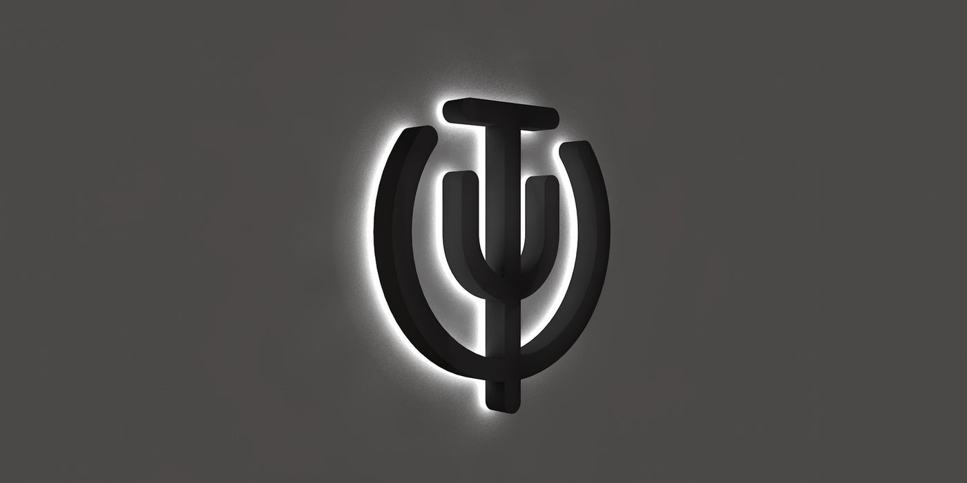 El logo en reverse channel — con halo prendido